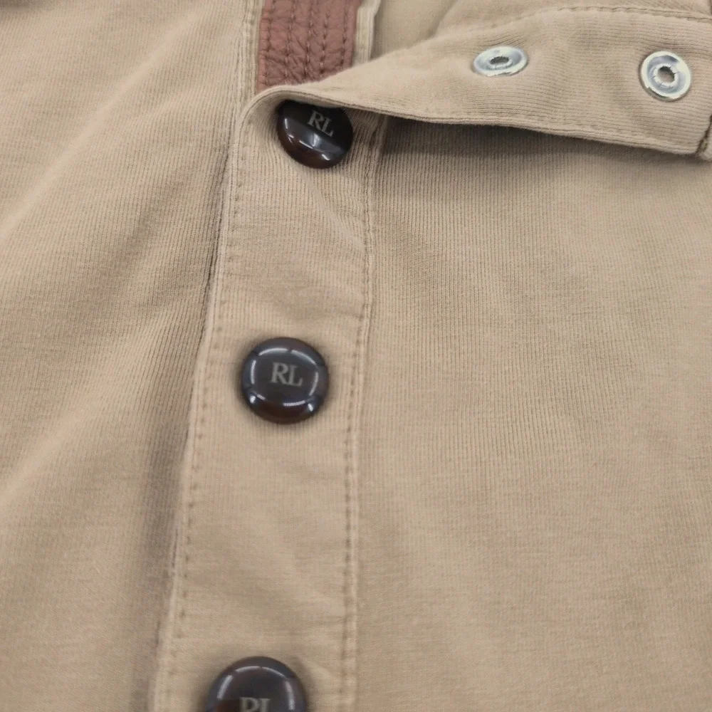 Polo Golf Ralph Lauren 1/4 Snap Zip Pullover Elbow Patches Brown Mens Small‎ EUC